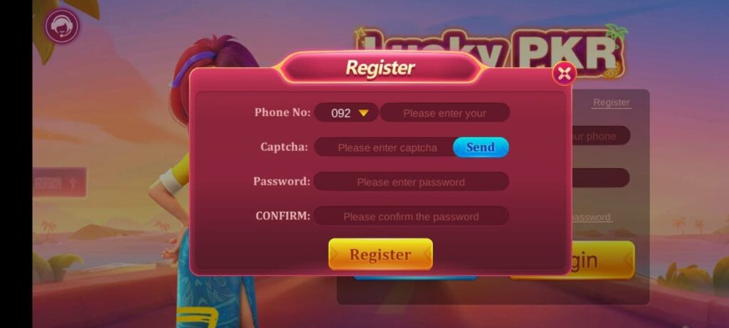 Lucky PKR App Sign Up Account Screenshot